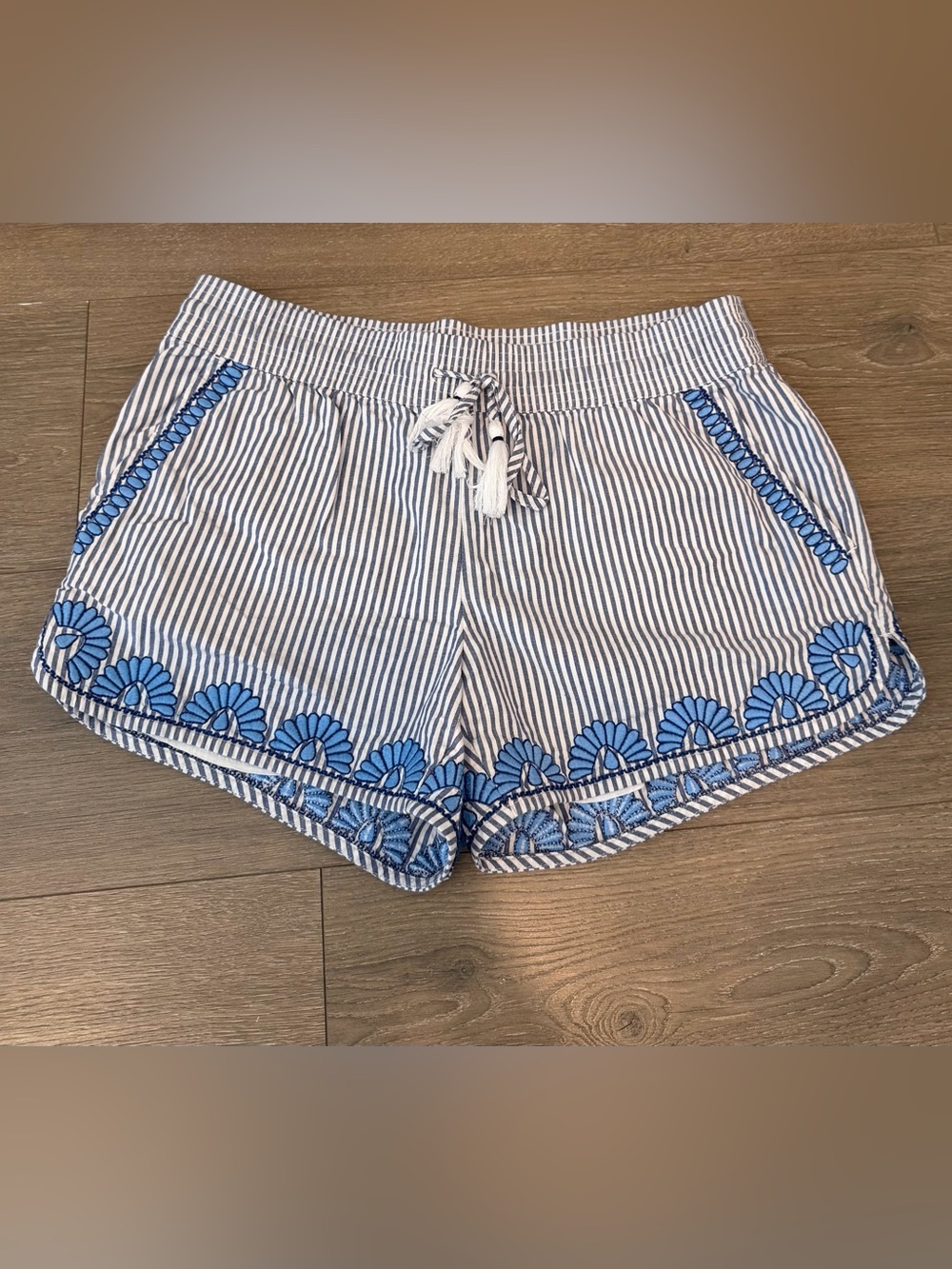 Vineyard Vines Blue and White Striped Embroidered Shorts